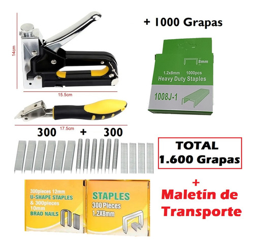 Grapadora Industrial Tapicería Trabajo + 1600 Grapas