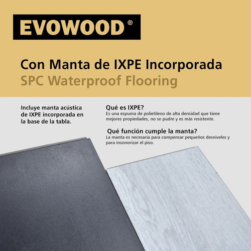 Imagen 3 de 10 de Piso Vinílico Roble Gray Spc Resistentes Al Agua Click