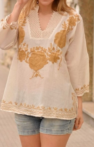 Blusa Importada India Bordada Puntilla Nueva Temporada 2023