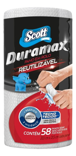 Pano Duramax Toalha Cozinha Reutilizável Rolo 58 Unid Branco