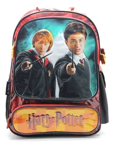 Mochila Escolar Harry Potter Y Ron 18'' Espalda Gryffindor Color Rojo Diseño de la tela Liso