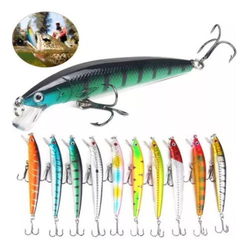 Curricanes Pesca Señuelos Realista Pesca Mar Cebo Duro 10pz