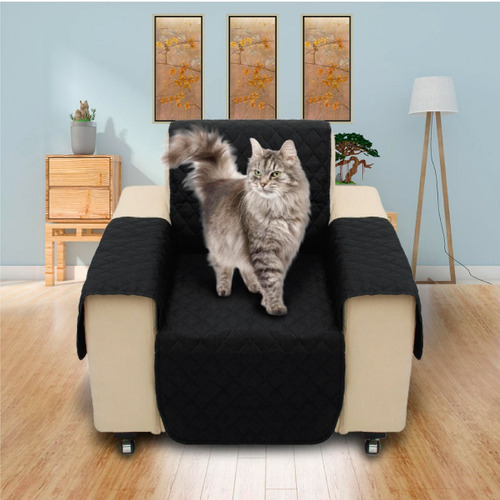 Imagen 3 de 4 de Protector De Sofa 1 Puestos Doble Faz Gris - Negro