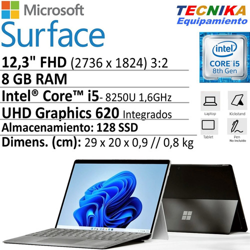 Imagen 5 de 7 de Microsoft Surface Pro 6 12.3 I5 Touch 2en1 8gb 128gb Teclado