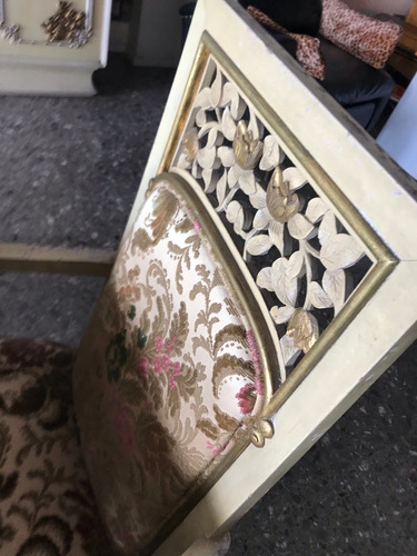 Silla De Comedor Con Apoyabrazo Vintage Arabesco Crema Beige (Usado)