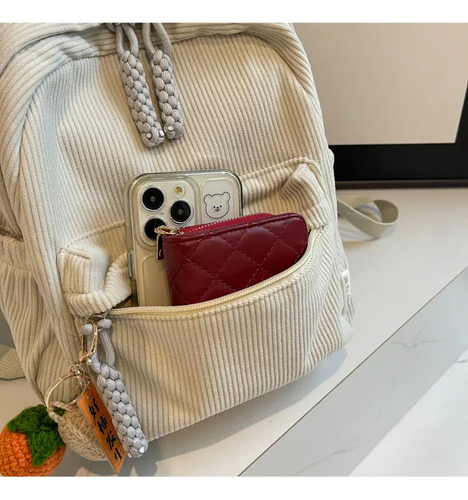 Minimochila Moderna De Pana Para Mujer, Lisa, Pequeña