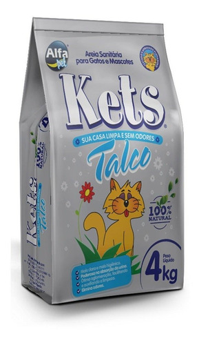 Areia Higiênica Natural Kets Talco Para Gatos 4kg