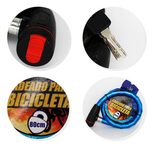 Cadeado Para Bicicleta 80cm*18mm Cor:azul