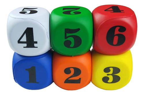 Conjunto De 6 Dados De Espuma Multicolorida Para Festas,