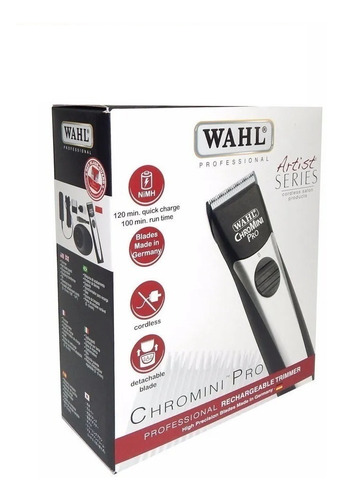 Imagen 5 de 8 de Trimmer Wahl Maquina Patillera Profesional Chromini Cuotas