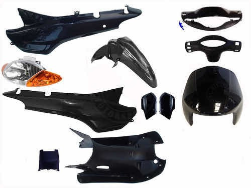 Kit Plasticos Honda Biz 105 11 Piezas Negro + Optica Del