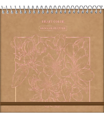 Agenda Planner Blogger Kraft Flores Jandaia, 108 hojas, color marrón