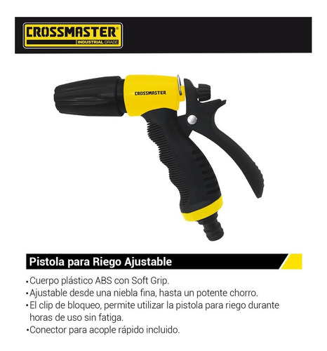 Imagen 2 de 3 de Pistola Plástica De Riego Ajustable Crossmaster 9937908