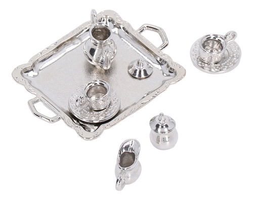 Mini Juego De Té De Metal A Escala 1/12 Simulación