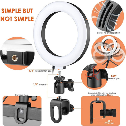 16cm Anillo De Luz Con Clip De Luz Portátil For Zoom Selfie