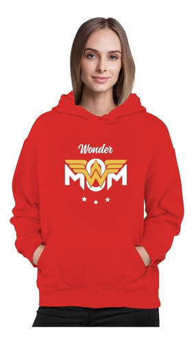 Poleron  Estampado Wonder Mom Día De La Madre  Moda Mujer Mama Maravillosa Superheroe Heroina