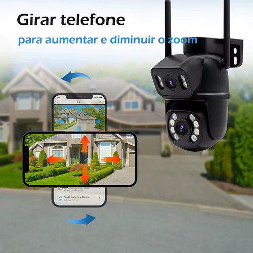 Kit 2 Camera Segurança A28 Icsee Prova D'agua Lente Dupla Cor Preto