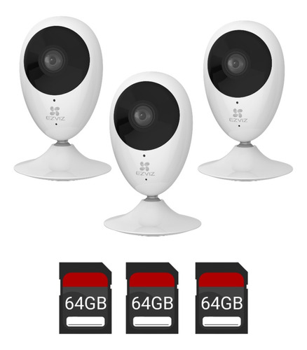 Combo X3 Cámara Ezviz C2c Wifi Full Hd 1080 + 3 Memoria 64gb