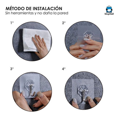 30 Ganchos Adhesivos Transparentes Impermeable Soporta 15kg Color Transparente