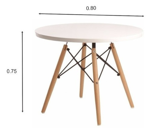 Imagen 2 de 6 de Mesa Eames Redonda 0,80 Tapa Blanca