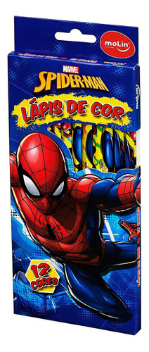 Lápis De Cor 12 Cores Spiderman Marvel - Molin Homem Aranha