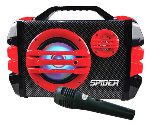 Bocina Portátil Bluetooth Con Micrófono Spider Sr-k60 Color Rojo