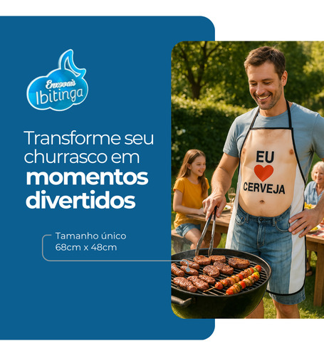 Avental Personalizado Com Estampa Cômica Barriga Churrasco Cor Nude