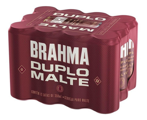 Cerveja Brahma Duplo Malte 350ml Lata, Pack 12 Unidades