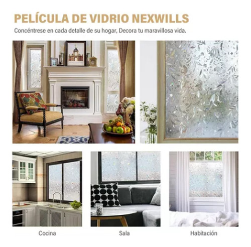 Película Autoadhesiva Para Ventanas, 60 X 300 Cm, Diseño De