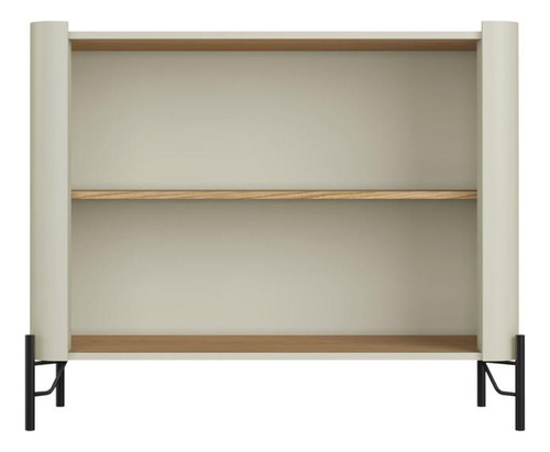 Buffet Aparador 98,5cm Porta Sextavada 100% Mdf Pés Metal Cor Louro E Luna Com Dourado