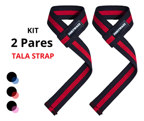 2 Straps Academia Profissional 100% Algodão Mais Resultado Cor Tala Strap Preto/vermelho