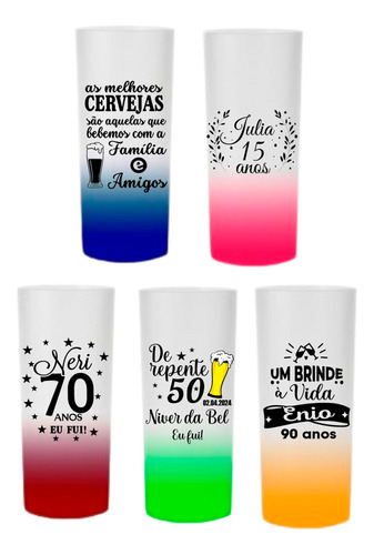 Kit 20 Copos Long Drink Degradê Personalizados