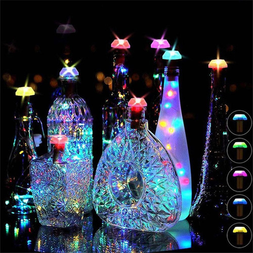 Led Solar -fairy String Luces Botella Vino Cobre Corcho B7i6