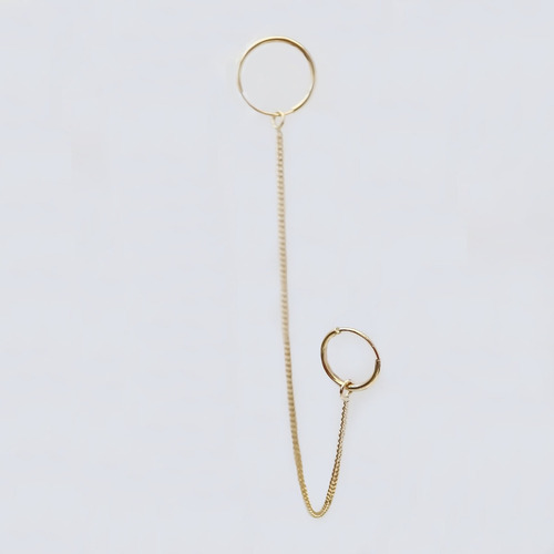 Amor Eterno - Doble Arracada Cadena Larga Piercing / Oro 10k
