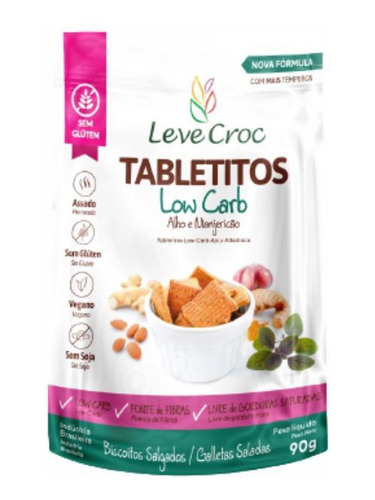 Biscoito Low Carb Tabletito Alho E Manjericão Leve Crock 90g