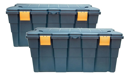 Set X2 Baul Caja Organizadora Plastico 100 Litros C/ruedas