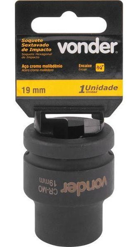 Soquete Sextavado De Impacto Enc 3/4  19mm Aço Cromo Vonder