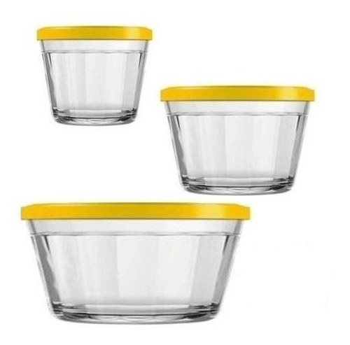 Juego de ollas de vidrio americano retro de 3 piezas con tapa de colores