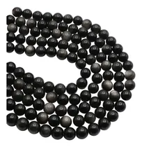 Comprar Hilo Obsidiana Plata 8 Mm C\u002F47 Pz Bisutería Insumos Meditar