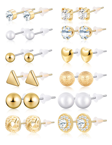 Bbto Juego De 24 Pares De Aretes De Perlas De Cristal, Joyer