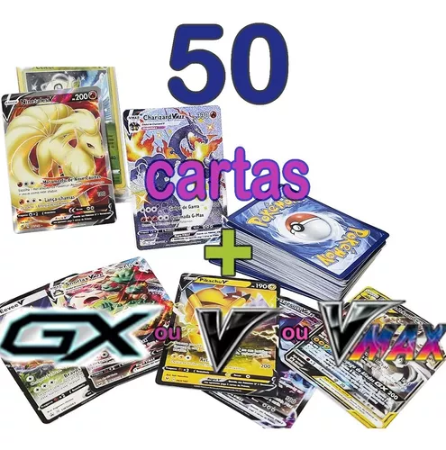 Lote 50 Cartas Pokémon Vmax V Gx Em Português Cartas Brilhantes