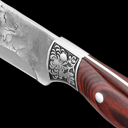 Cuchillo Forjado Acero Inoxidable Mango Madera Con Funda