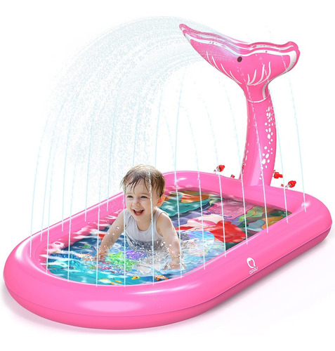 Alberca Inflable Para Bebe Con Rociador Diseño Sirena Rosa