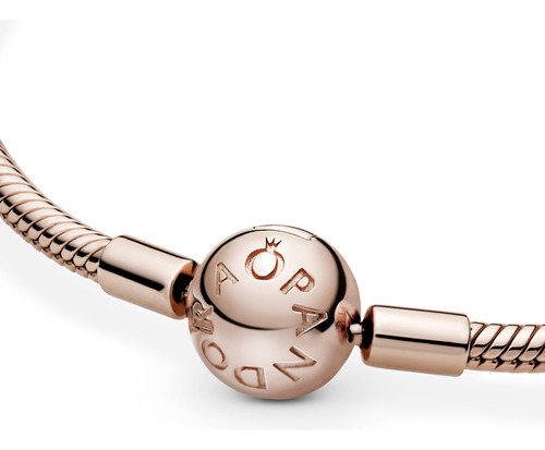 Brazalete Con Broche Pandora Cubierto En Oro Rosa De 14k Talla 16 cm