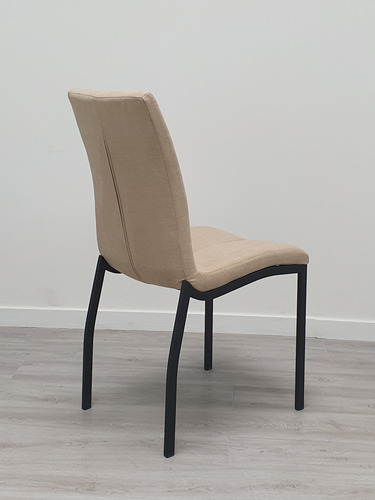 Sillas Comedor Tapizadas En Lino Y Base Negra X 2 Lino Negro Beige