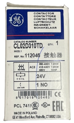 Cl02d310td Contactor 3p, 1na,60hz,24vcd Ge