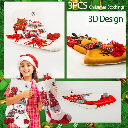 Djjdjj3pcs Calcetín Navideño Bolsa De Regalo Adornos Navideñ