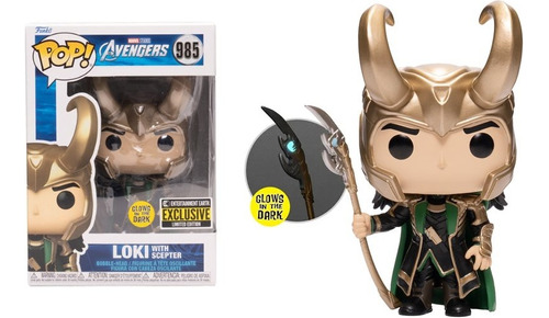 Funko Pop Loki Con Cetro #985 Avengers Glow Brilla Exclusivo