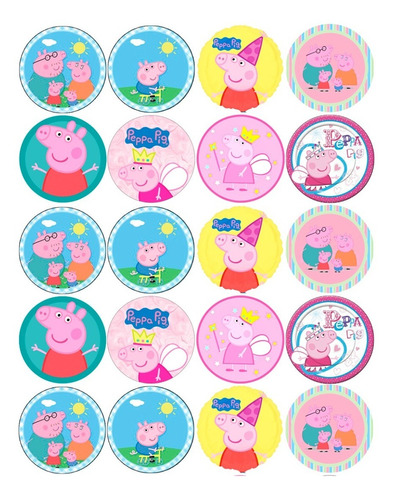 Lamina Comestible Peppa Pig -circulos De 5 Cm-azucar