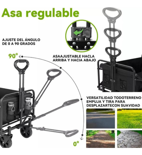 Carrito Vagón Plegable Portátil Multiusos Resistente Cámping